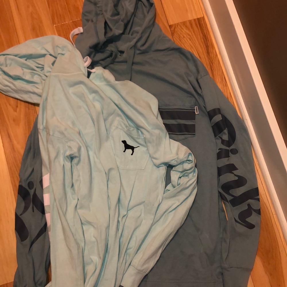 PINK long sleeve tees with hoods